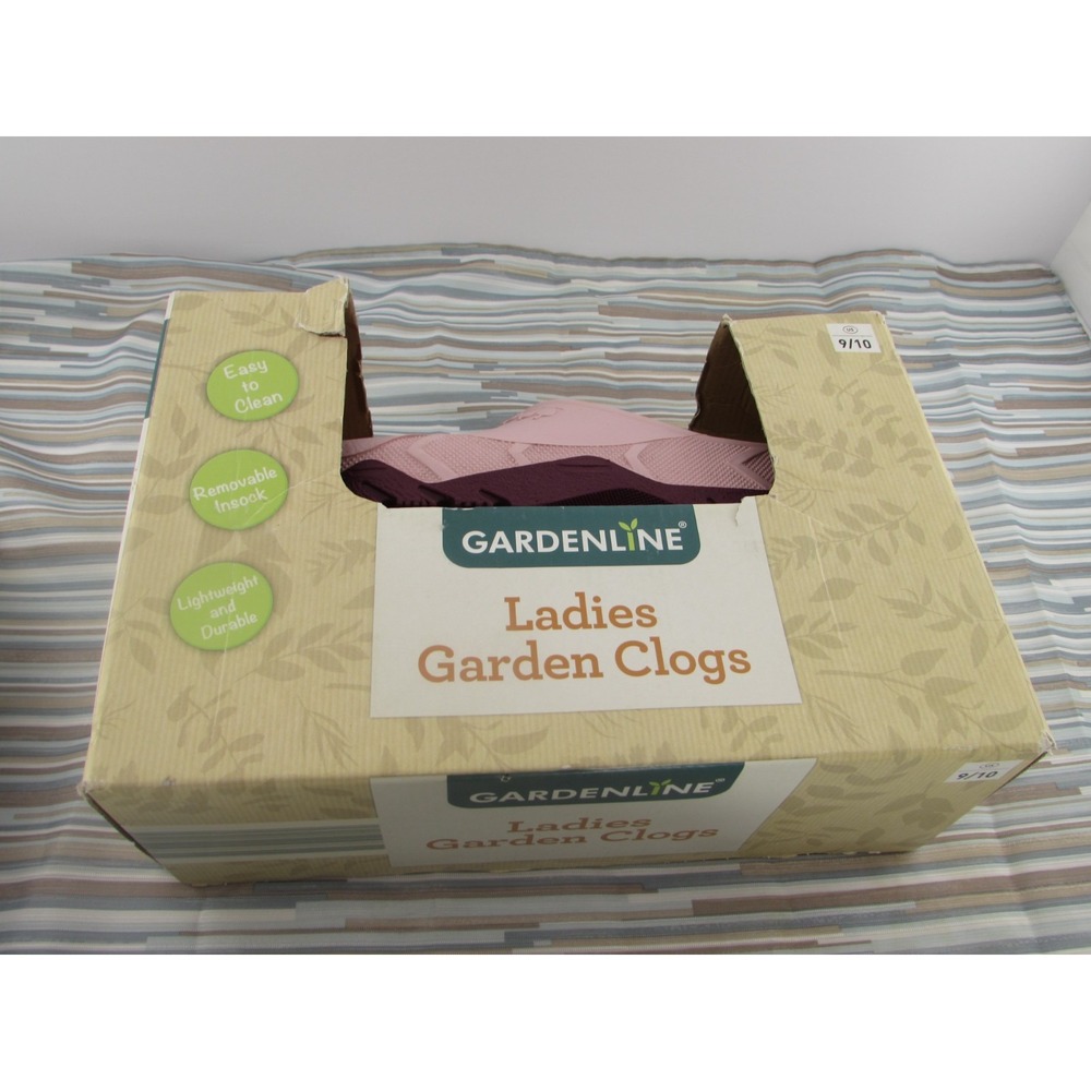 Gardenline Garden Clogs Womens 9/10 Rubber Pink Slip On Removable Floral Insole